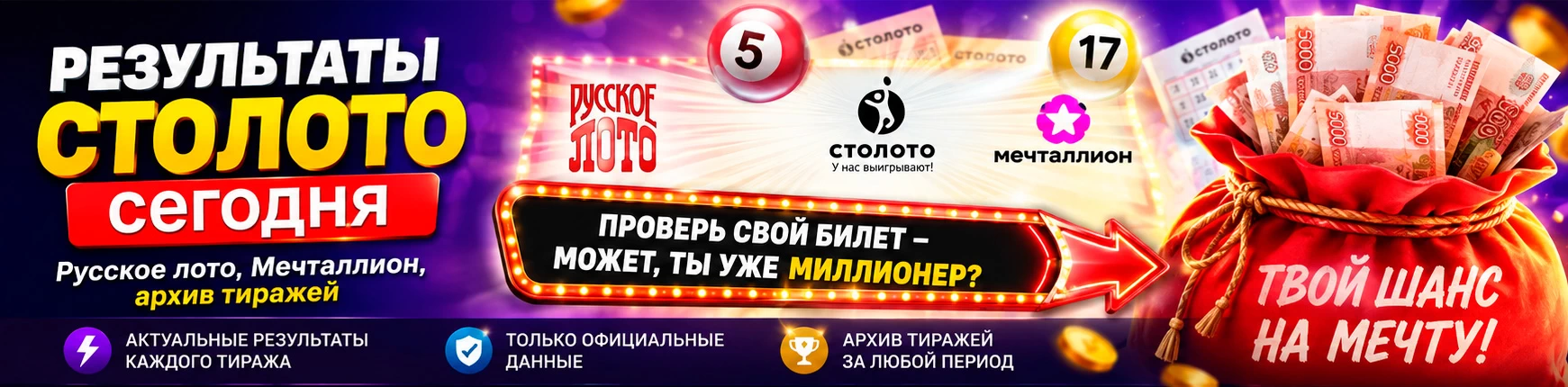 Результаты лотерей Столото сегодня
